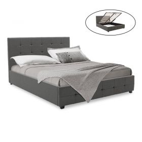 Κρεβάτι Roi διπλό 160x200 ύφασμα ανθρακί + αποθηκευτικό χώρο