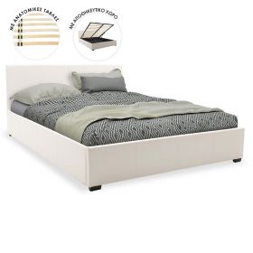 Κρεβάτι Norse διπλό pu λευκό με αποθηκευτικό χώρο 160x200εκ