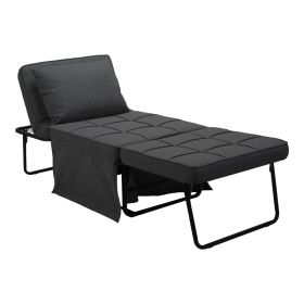 Πολυθρόνα-κρεβάτι Grejio ύφασμα σε ανθρακί απόχρωση κα πόδι μαύρο μέταλλο 70x70x45εκ