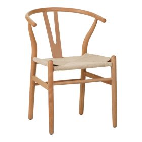 Καρέκλα Wishbone rubberwood-σχοινί σε φυσική απόχρωση 53.5x57x74εκ