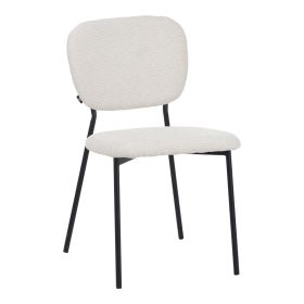 Καρέκλα Cathair μπουκλέ ύφασμα σε μπεζ απόχρωση με μαύρα μεταλλικά πόδια 48x53x82εκ