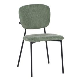 Καρέκλα Cathair μπουκλέ ύφασμα σε λαδί απόχρωση με μαύρα μεταλλικά πόδια 48x53x82εκ