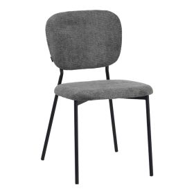 Καρέκλα Cathair μπουκλέ ύφασμα σε γκρι απόχρωση με μαύρα μεταλλικά πόδια 48x53x82εκ