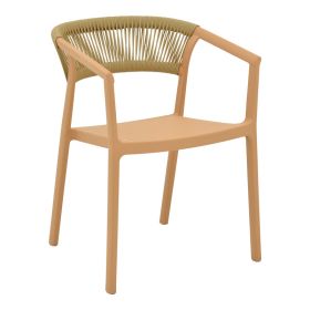 Πολυθρόνα Sillia στοιβαζόμενη pp cappuccino απόχρωση με μπεζ rattan 55x52x74.5εκ