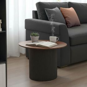 Τραπέζι σαλονιού Dovel mdf σε καρυδί-μαυρη απόχρωση Φ70x40εκ