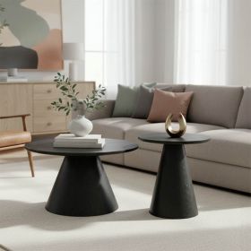 Tραπέζια σαλονιού Donda mdf-μέταλλο σετ 2τεμ. μαύρο