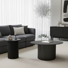 Tραπέζια σαλονιού Dovel mdf-μεταλλο σετ 2τεμ. μαύρο