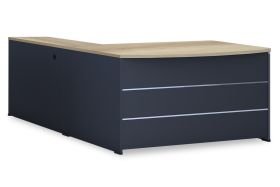 Γραφείο εργασίας επαγγελματικό Lotus αναστρέψιμο φυσικό-ανθρακί 180x160x75εκ