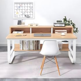 Γραφείο εργασίας Evrepy mdf σε oak απόχρωση με λευκό μέταλλο 100x60x73εκ