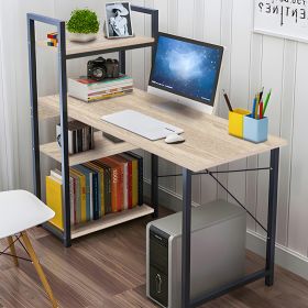 Γραφείο εργασίας Bencour με βιβλιοθήκη mdf σε φυσική απόχρωση με μαύρο μέταλλο 90x40x110εκ