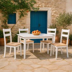 Tραπεζαρία επεκτεινόμενη Mabor-York σετ 5τεμ ξύλο σε λευκή απόχρωση 120-150x80x73,8εκ