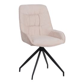 Καρέκλα περιστρεφόμενη Kadeira ύφασμα μπεζ με μαύρα μεταλλικά πόδια 57.5x51x89
