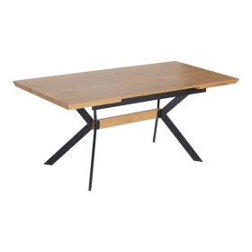 Τραπέζι Jessamy επεκτεινόμενο MDF 43mm σε φυσική απόχρωση και πόδι μεταλλικό μαύρο 160/200x90x76εκ