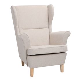 Πολυθρόνα - μπερζέρα Malei ύφασμα σε κρεμ απόχρωση-ξύλινα πόδια 85x93x100εκ