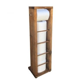 Επιδαπέδια χαρτοθήκη μπάνιου Laila καρυδί 15x15x56εκ