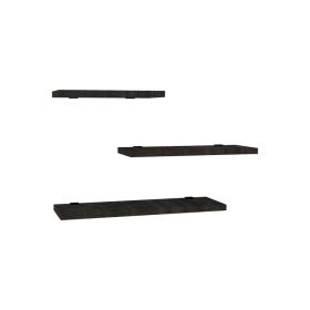 Ραφιέρα τοίχου Leila σετ 3τεμ μελαμίνη σε ανθρακί απόχρωση 40x14x2εκ