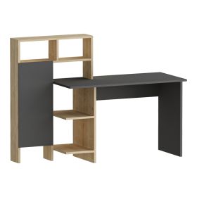 Γραφείο εργασίας με ραφιέρα Calisma σε oak-ανθρακί απόχρωση 135x60x111εκ