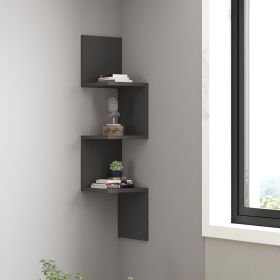 Ραφιέρα γωνιακή τοίχου Insta σε ανθρακί απόχρωση 25x25x105,5εκ