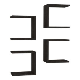 Ραφιέρα τοίχου Perari 4τεμ.σε σκούρο καρυδί απόχρωση 30x19.6x30εκ