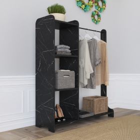 Έπιπλο εισόδου Renesme σε μαύρο με όψη μαρμάρου 106x45x128εκ