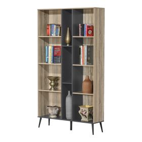 Βιβλιοθήκη Zezan σε sonoma-ανθρακί απόχρωση 114x30x200.5εκ