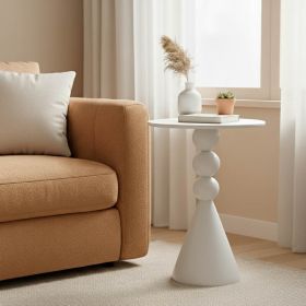 Βοηθητικό τραπέζι Bilane μέταλλο σε κρεμ απόχρωση Φ39x55εκ