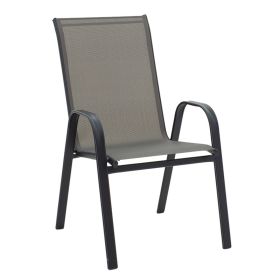 Πολυθρόνα Calan στοιβαζόμενη μέταλλο ανθρακί-textilene ανθρακί 54x74x91εκ