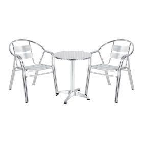 Tραπεζαρία Zircu-Lazo σετ 3τεμ χρωμίου αλουμίνιο Φ60x70εκ