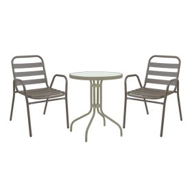 Τραπεζαρία Watson-Sussie σετ 3τεμ μέταλλο σαμπανιζέ-γυαλί Φ60x70εκ