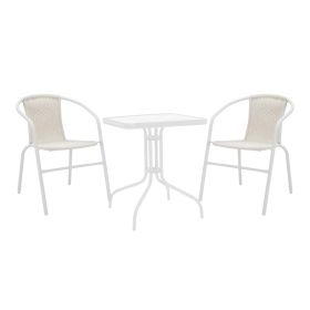 Τραπεζαρία Watson-Obbi σετ 3τεμ μέταλλο λευκό- γυαλί 70x70x70εκ