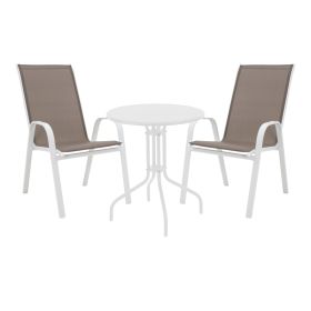 Τραπεζαρία Vergo-Calan 3τεμ λευκό μέταλλο Φ60x70εκ