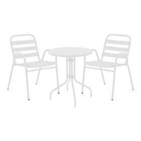 Τραπεζαρία Vergo-Sussie σετ 3τεμ λευκό μέταλλο Φ60x70εκ