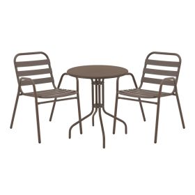 Τραπεζαρία Vergo-Sussie σετ 3 τεμ καφέ μέταλλο Φ60x70εκ