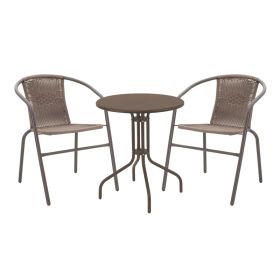 Τραπεζαρία Vergo-Obbi 3τεμ καφέ μέταλλο Φ60x70εκ