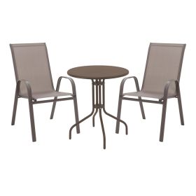 Τραπεζαρία Vergo-Calan σετ 3τεμ καφέ μέταλλο Φ60x70εκ