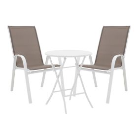 Τραπεζαρία Albero-Calan 3τεμ μέταλλο σε λευκή απόχρωση Φ60x70εκ