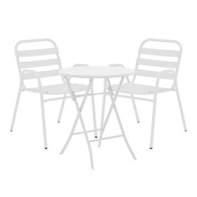 Τραπεζαρία Albero-Sussie 3τεμ μέταλλο σε λευκή απόχρωση Φ60x70εκ