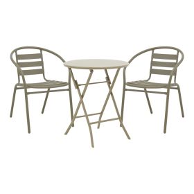 Τραπεζαρία Albero-Tade 3τεμ μέταλλο σε σαμπανιζέ απόχρωση Φ60x70εκ