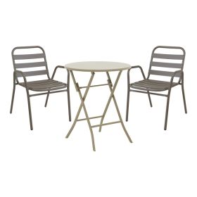 Τραπεζαρία Albero-Sussie 3τεμ μέταλλο σε σαμπανιζέ απόχρωση Φ60x70εκ