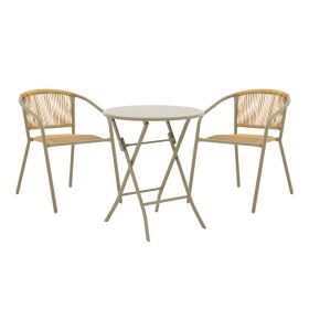 Τραπεζαρία Albero-Lindaria 3τεμ μέταλλο σε σαμπανιζε απόχρωση Φ60x70εκ