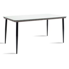 Τραπέζι Naoki μέταλλο μαύρο-pe γκρι-γυαλί 160x90x78εκ