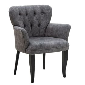 Πολυθρόνα Samara βελούδο ανθρακί με μαύρα πόδια 54x71x79εκ