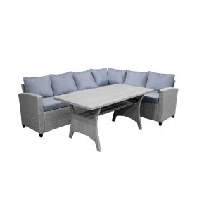 Σαλόνι με αναστρέψιμο καναπέ Flashy σετ 3τμχ ύφασμα ανθρακί-rattan ανθρακί