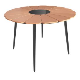 Τραπέζι Pinap μαύρο αλουμίνιο και plywood σε φυσική απόχρωση Φ110x74εκ