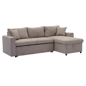 Γωνιακός καναπές-κρεβάτι αναστρέψιμος Lilian ύφασμα μπεζ 225x148x81εκ