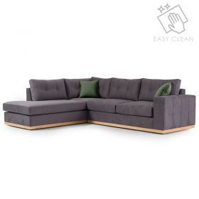 Γωνιακός καναπές δεξιά γωνία Boston ύφασμα ανθρακί-κυπαρισσί 280x225x90εκ