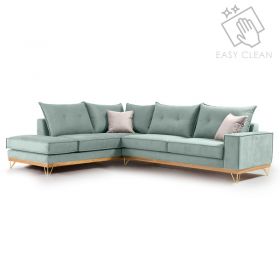 Γωνιακός καναπές δεξιά γωνία Luxury II ύφασμα ciel-cream 290x235x95εκ