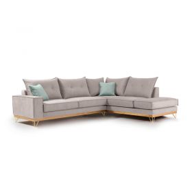 Γωνιακός καναπές αριστερή γωνία Luxury II ύφασμα elephant-ciel 290x235x95εκ