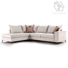 Γωνιακός καναπές δεξιά γωνία Romantic ύφασμα cream-mocha 290x235x95εκ