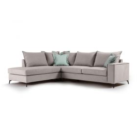 Γωνιακός καναπές δεξιά γωνία Romantic ύφασμα elephant-ciel 290x235x95εκ